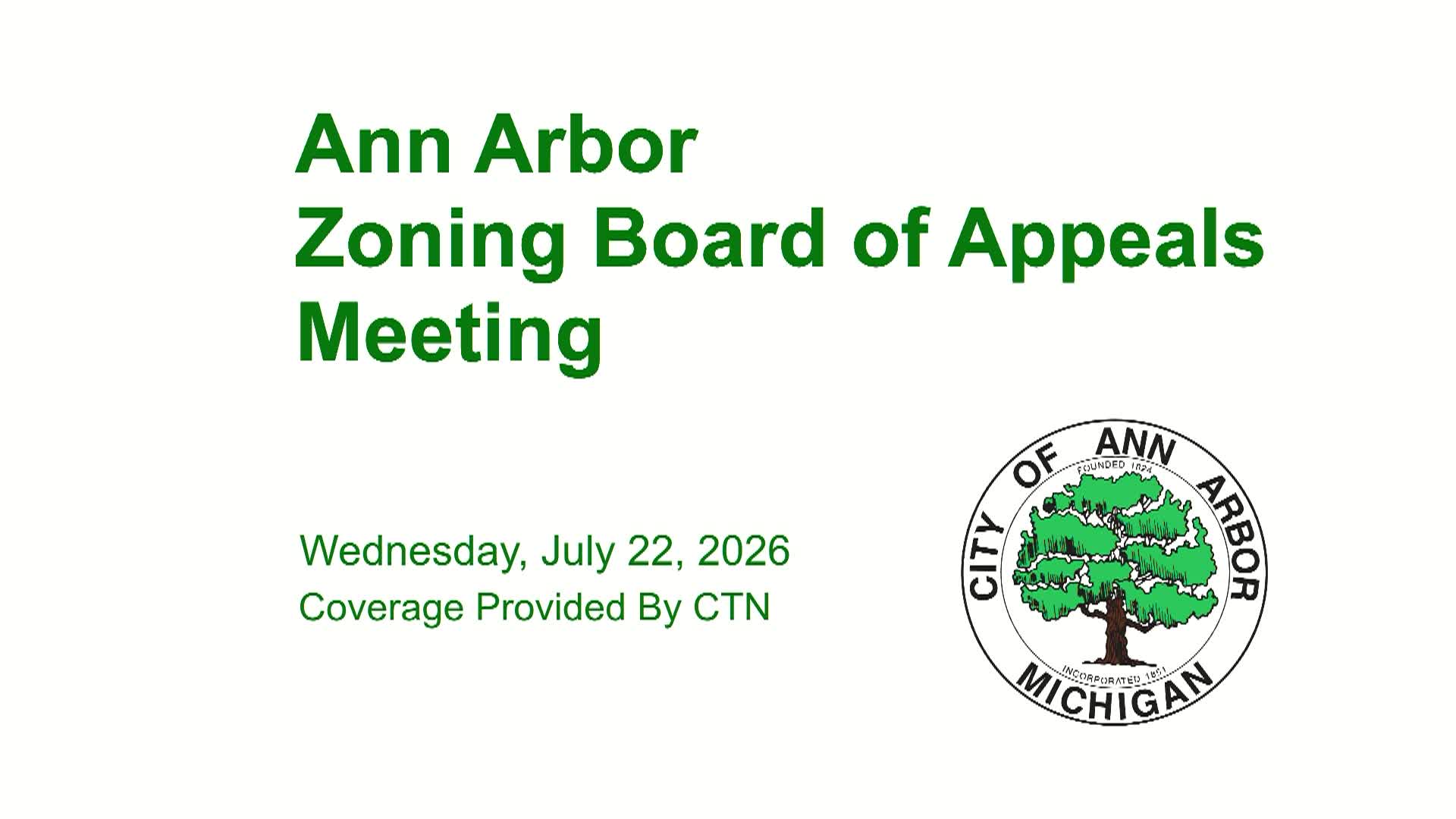 Thumbnail image for Zoning Board of Appeals Meeting 7/22/26