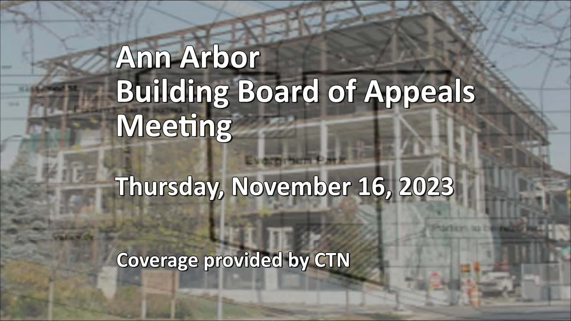 Thumbnail image for Building Board of Appeals Meeting 11/16/23