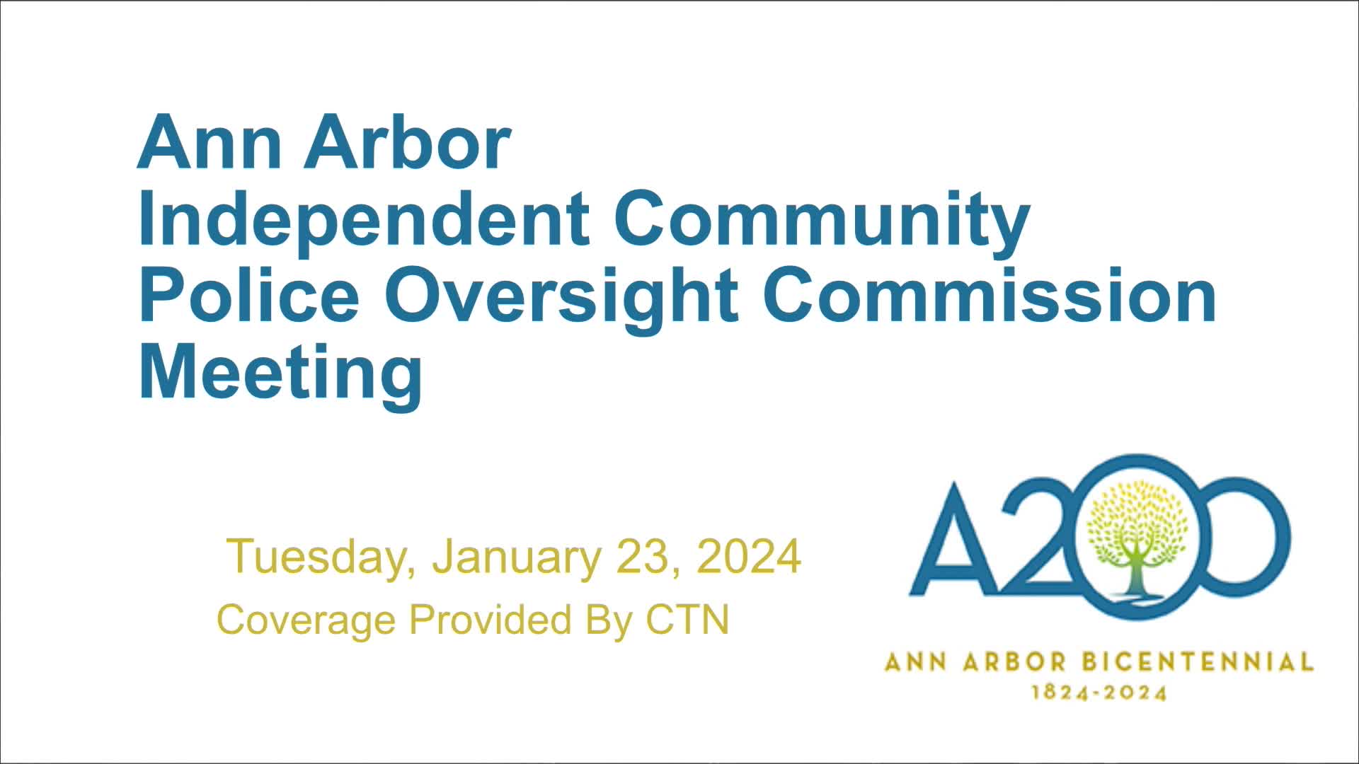 Thumbnail image for Independent Community Police Oversight Commission Meeting 1/23/24