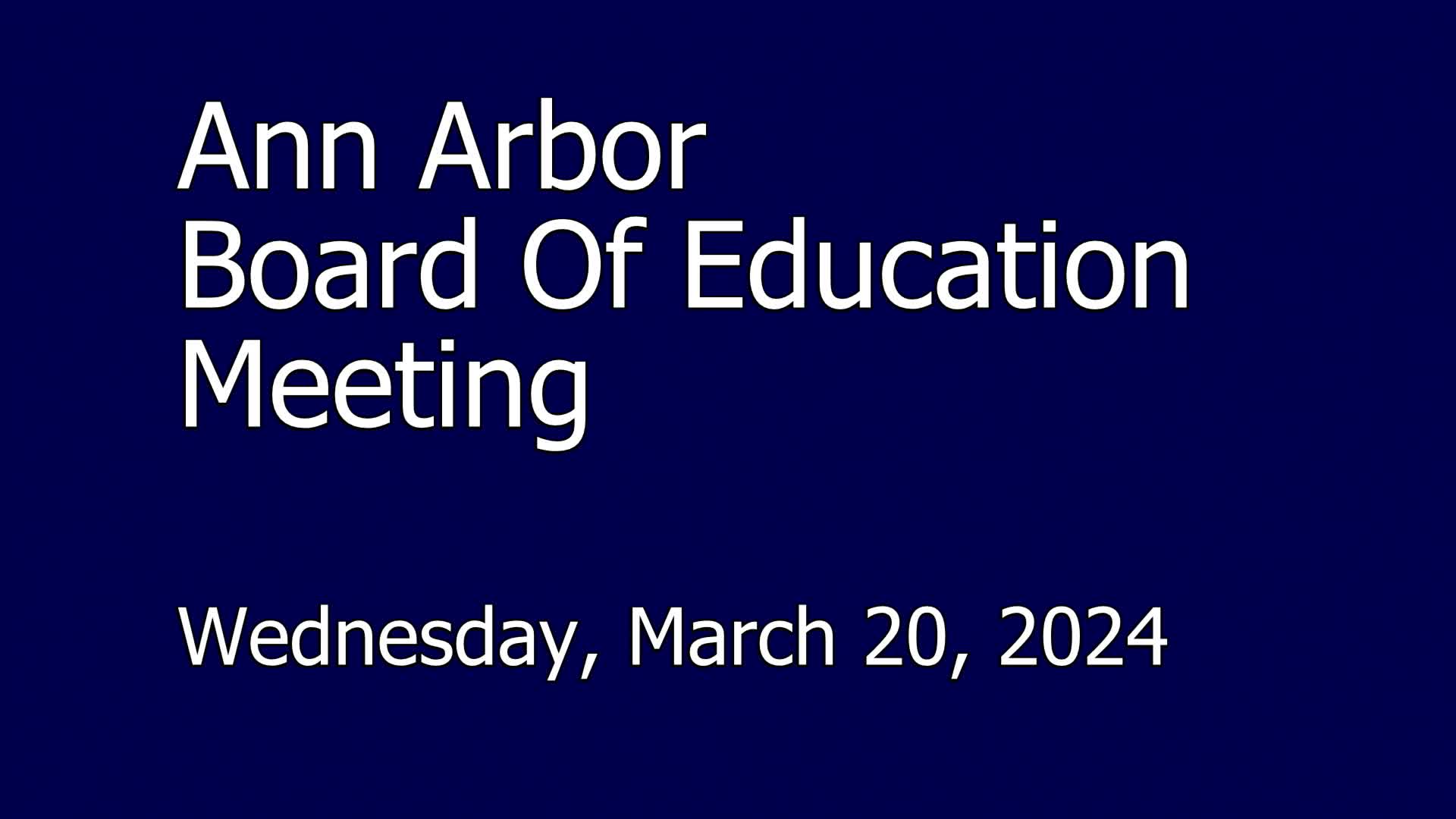 Thumbnail image for Board of Education Meeting 3/20/24