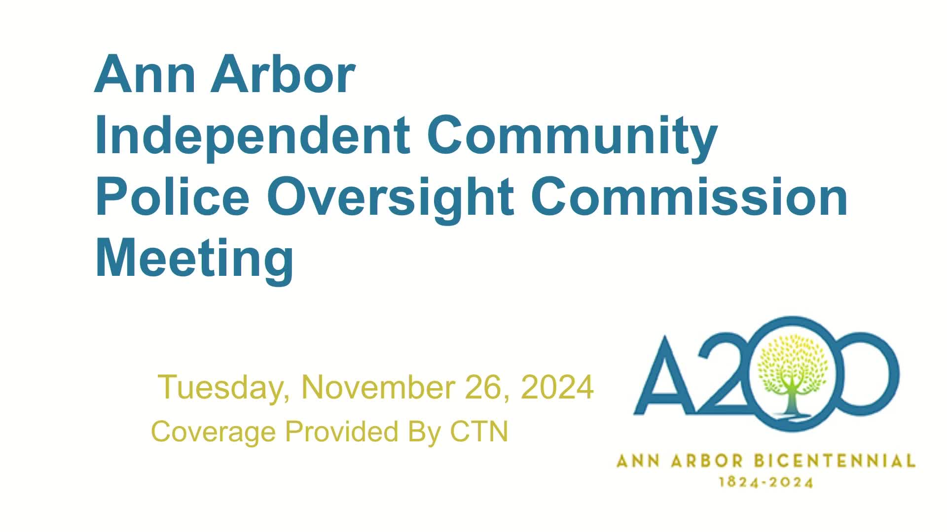 Thumbnail image for Independent Community Police Oversight Commission Meeting 11/26/24