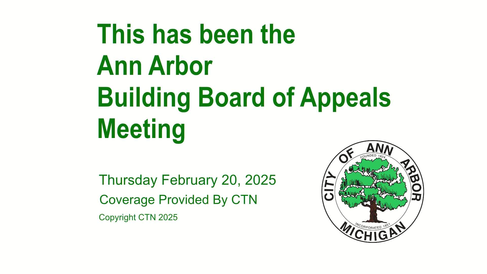 Thumbnail image for Building Board of Appeals Meeting 2/20/25